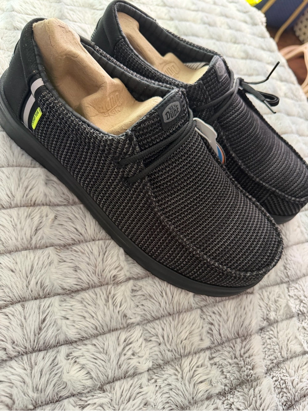 Hey Dude Men’s Black Knit Wally Slip-On Loafers
